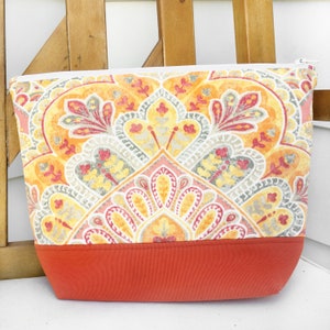 Fall Project Bag - Fall Themed Zipper Bag - Orange Project Bag - Fall Make-up Bag - Gift for Knitter - Large Project Bag - Toy Bag