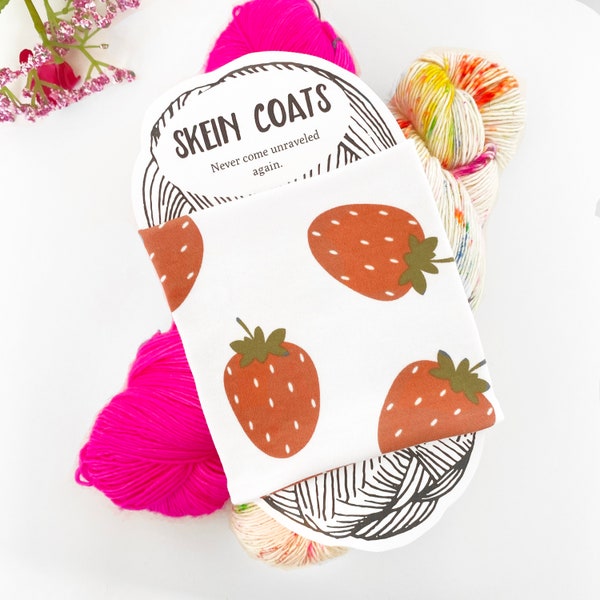 Strawberry Yarn Cozy- Strawberry Yarn Holder- Strawberry Skein Coat-  Gardening Yarn Bowl- Knitting Accessory- Wool Hugger- Fiber Swap Idea