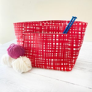 【AAKE】STRIPE KNITTING BAG Rainbow Pin Stripes - Small Knitting Project Bag, Zippered