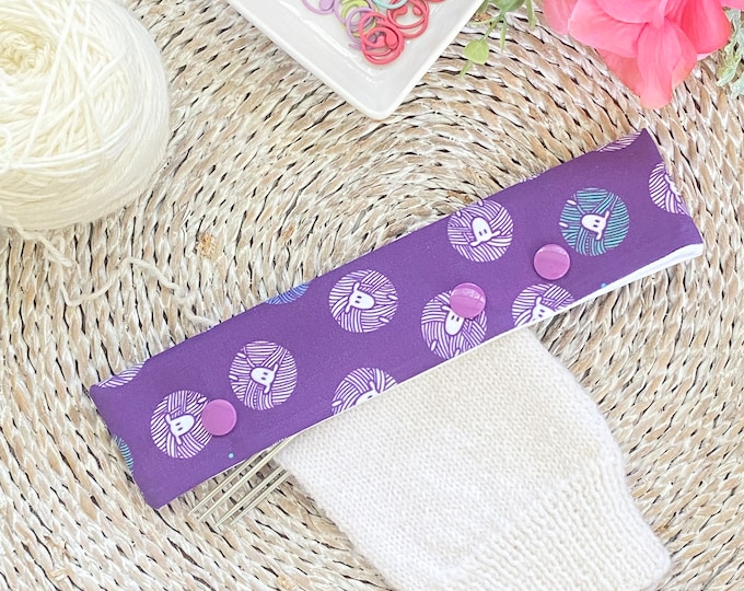 Purple Floral DPN Holder, DPN Cozy, Double Pointed Needle Holder, Gifts For Knitters, DPN Needle Holder
