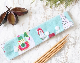 Llama DPN Cozy- Christmas DPN Holder- DPN Case- dpn Keeper- Sock Knitting Tools- Double Pointed Needle Case- dpn Project Holder