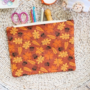Fall Notions Pouch, Fall Zipper Pouch, Knitting Organizer, Best Friend Gifts