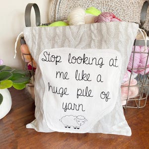 Knitting Project Bag, Yarn Holder, Drawstring Bag, Yarn Storage, Knitting Bag, Gifts for Knitter,  Crochet Project Bag, Crochet Accessories