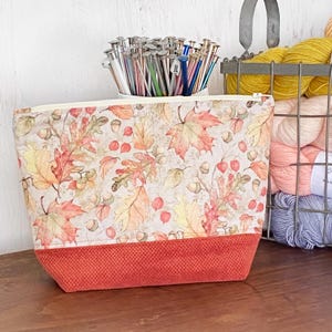 Bolsa de projeto com zíper de outono, bolsa de projeto de tricô, bolsa de projeto de crochê, bolsa com zíper xadrez, presente de tricô,