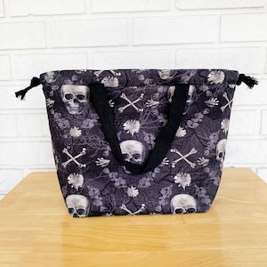 Gothic Bag, Skull Bag, Knitting Project Bag, Gothic Gifts, Halloween Gift, Witchy Gifts