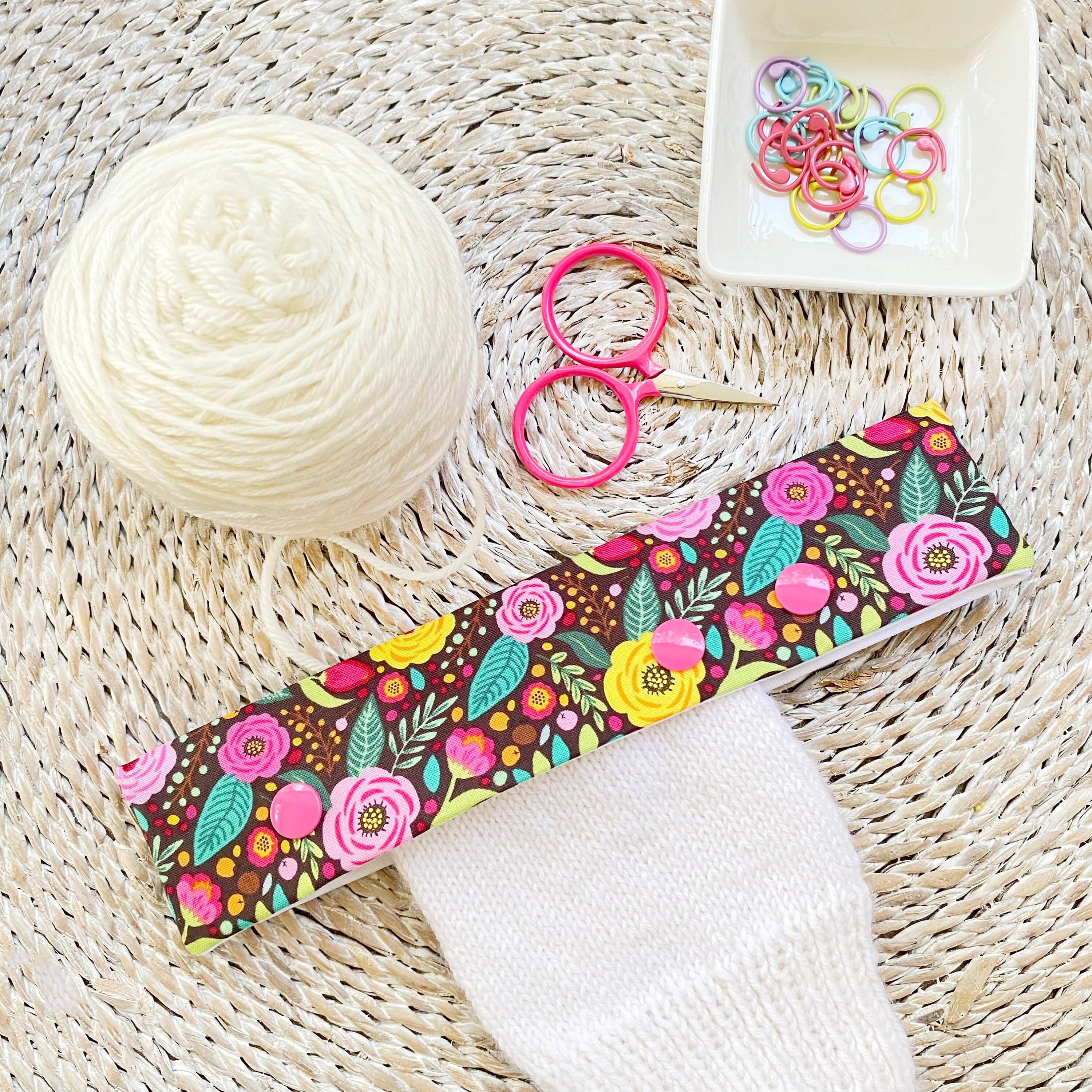 Purple Floral DPN Holder, DPN Cozy, Double Pointed Needle Holder, Gifts For Knitters, DPN Needle Holder