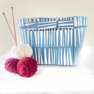 Blue Knitting Project Bag- Project Bags for Knitting-  IKAT Bag- Knitting Project Bag- Canvas Tote Bag- Crochet Project Bag