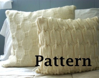 Chain Link Cable Knit Wool Pillow Sham Pattern Instant PDF Download