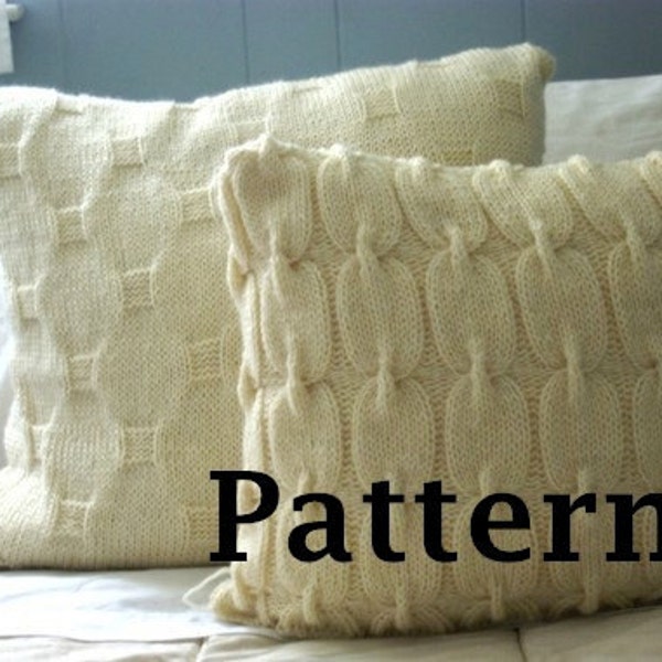 Chain Link Cable Knit Wool Pillow Sham Pattern Instant PDF Download