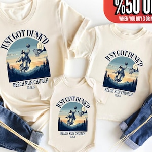 Just Got Dunked Funny Baptism Shirt, Custom Jesus Basketball Baby Bodysuit, Christening Toddler Tee