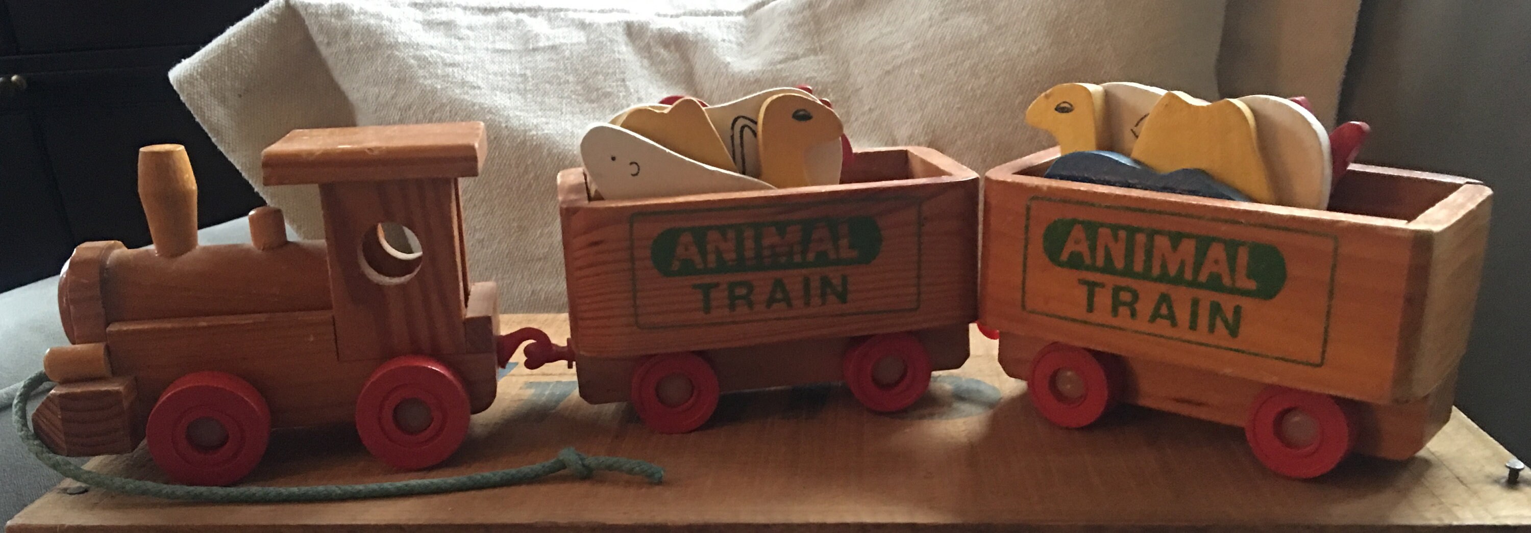 vintage wooden train set