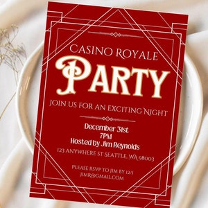 Casino Night Holiday Party Invite Casino Invite Template Casino Royale