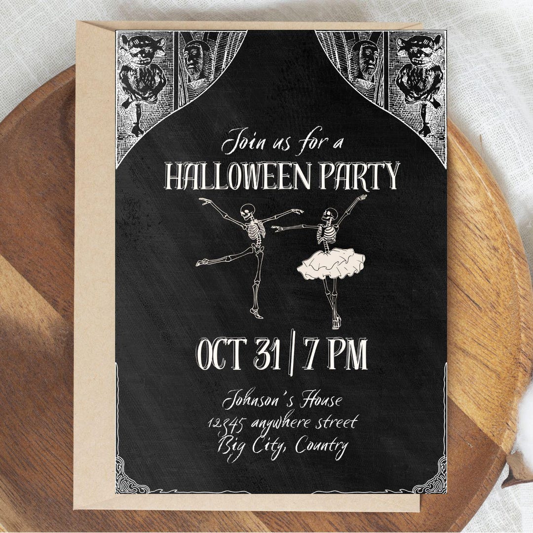 Elegant Halloween Party Invitation Adult Halloween Party Haunted ...