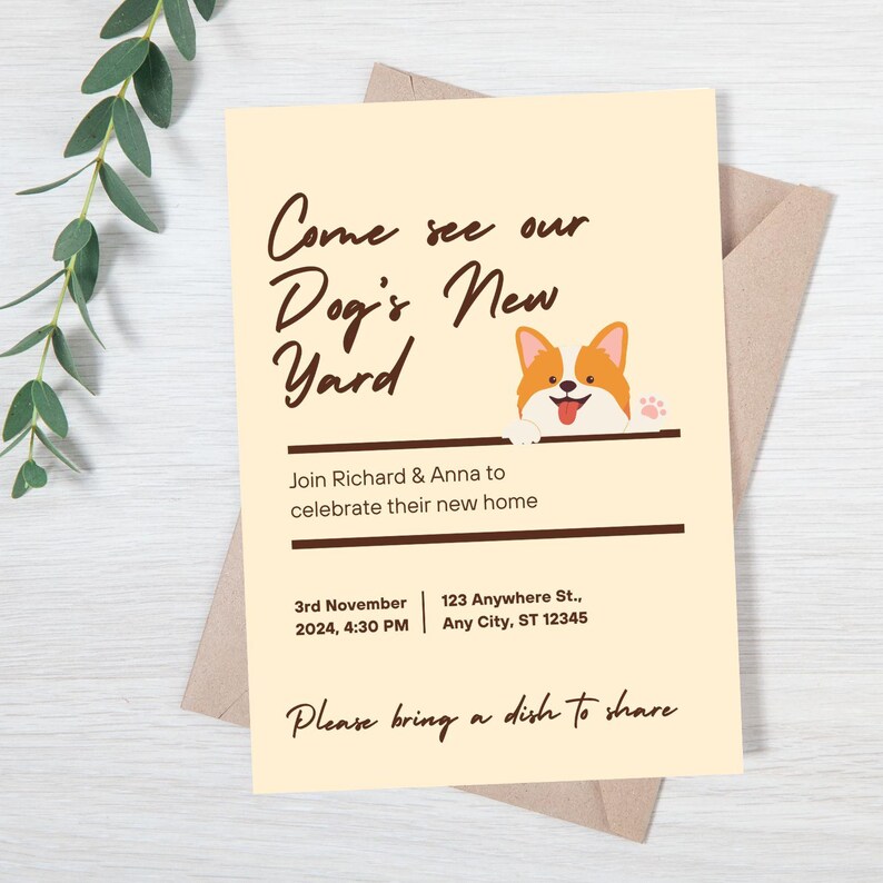 Editable Funny Housewarming Invitation for House Warming Party Cute Dog ...