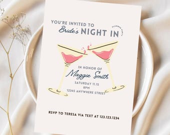 Brides Night In Bachelorette Party Invitation template for Pajama Party Bachelorette Party Invite editable template for girls slumber party