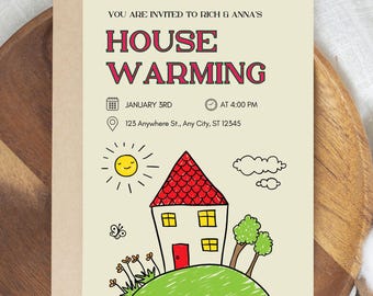 Cute Housewarming Invitation New House Party Invite for new homeowners custom housewarming digital invite instant download invitation