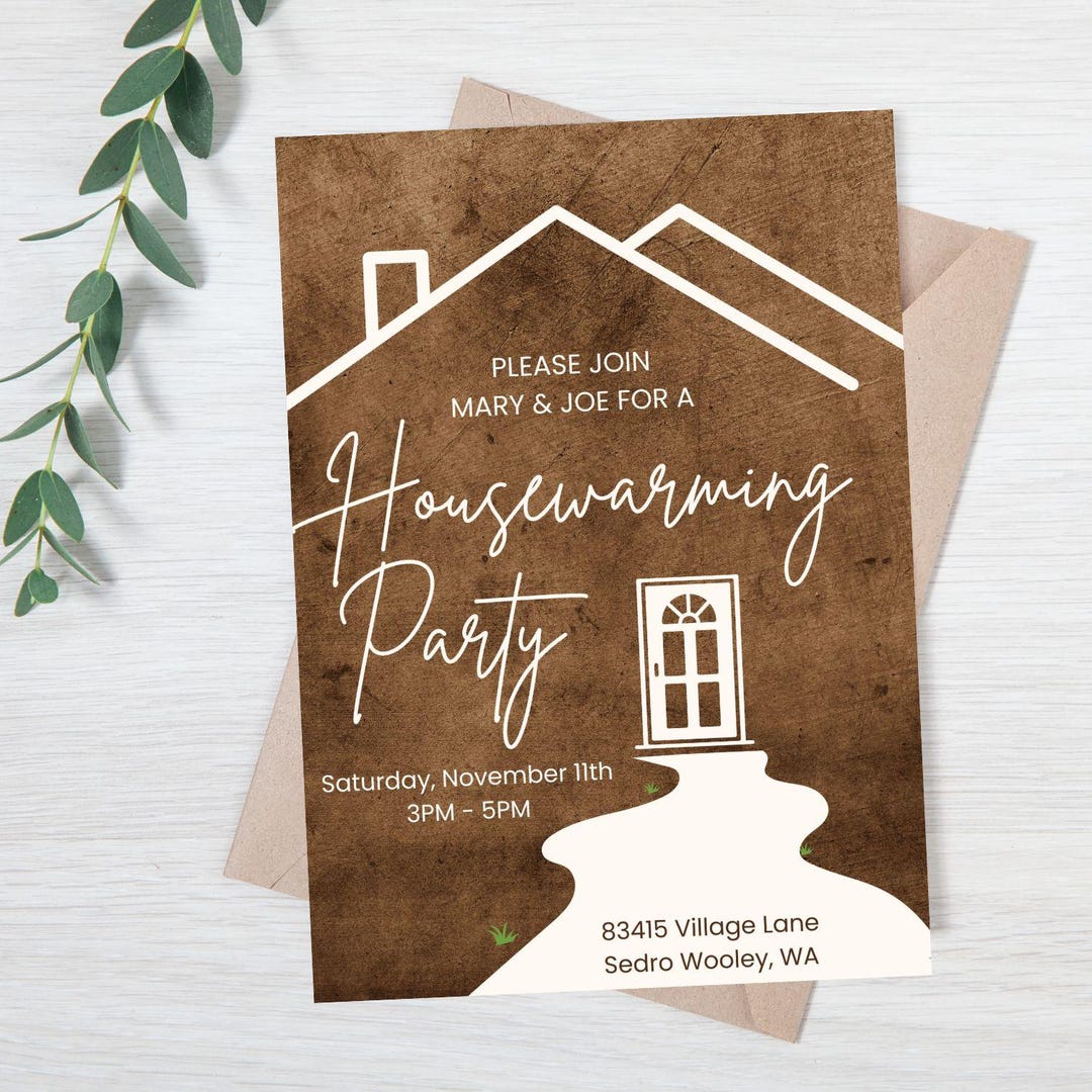 Editable Housewarming Invitation for House Warming Party Neutral ...