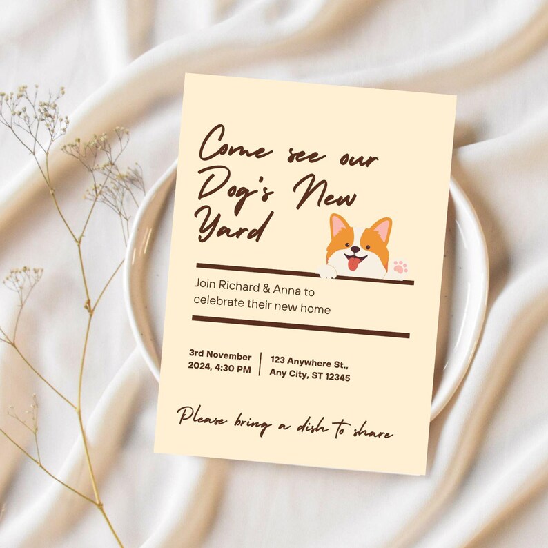 Editable Funny Housewarming Invitation for House Warming Party Cute Dog ...