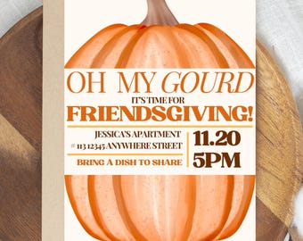 Friendsgiving potluck Invitation Template Digital Friendsgiving invite Funny Friendsgiving party Invitation for text or print digital invite