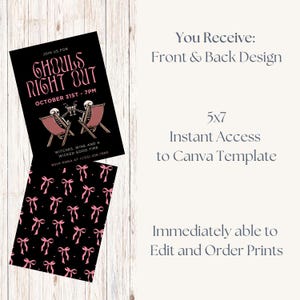Ghouls Night Out Halloween Party Invitation Template Editable Template for Girls Night Out Cute Halloween Party Invite for cocktail party