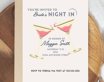 Brides Night In Bachelorette Party Invitation template for Pajama Party Bachelorette Party Invite editable template for girls slumber party
