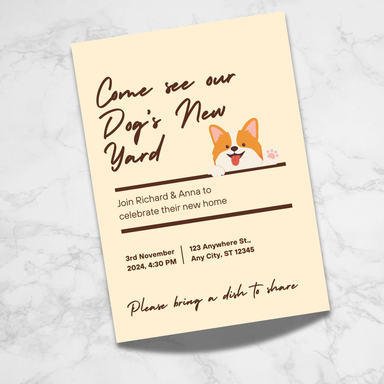 Editable Funny Housewarming Invitation for House Warming Party Cute Dog ...
