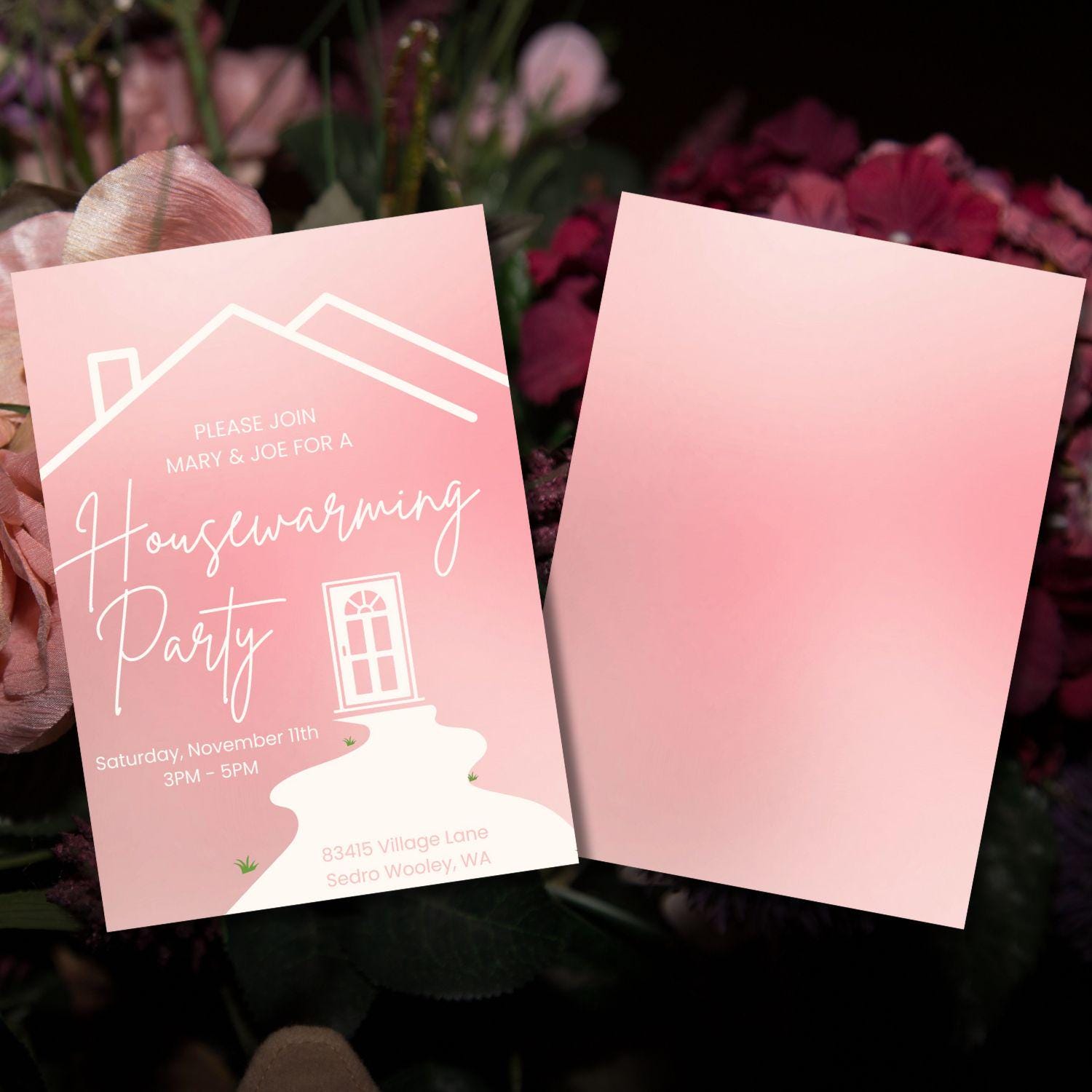 Editable Housewarming Invitation for House Warming Party Pink Minimal ...