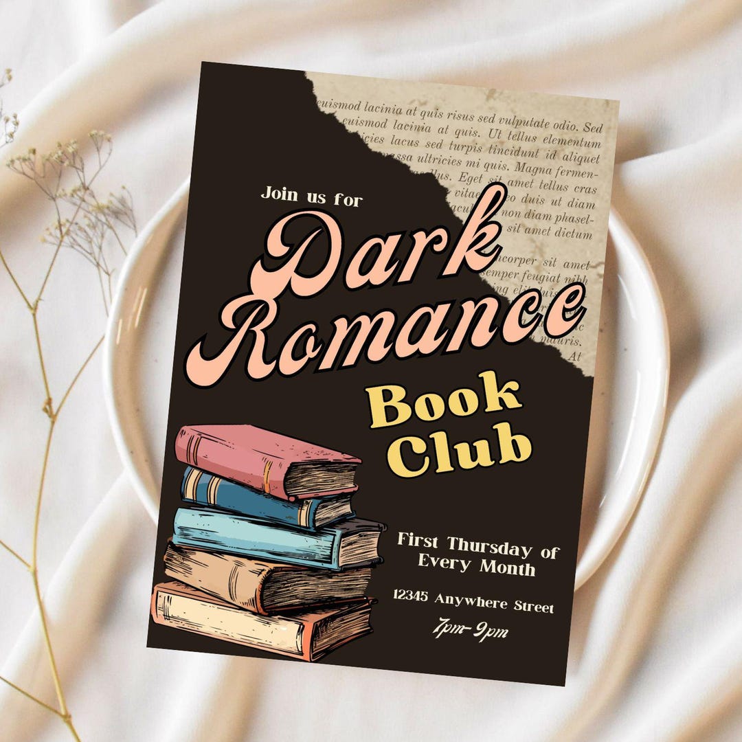 Book Club Invitation Template Dark Romance Book Club Dark Academia ...
