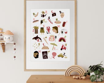 Kid's Wall Art- Funky ABC's Alphabet Poster Print for Kid's Room/ Nursery 18x24"