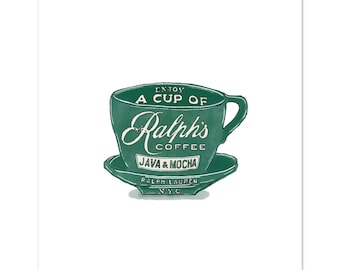 Ralph's Coffee New York City Original Illustrated Fine Art Print