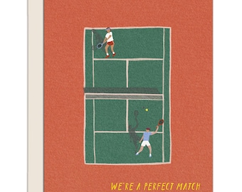 Perfect Match Tennis Anniversary Blank Greeting Card