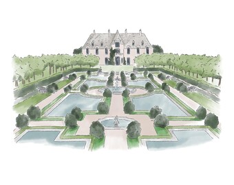 Oheka Castle Watercolor Illustration: Custom Wedding Venue Art (Digital Download)
