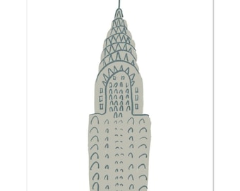 New York City Chrysler Building Original Illustrated Fine Art Print