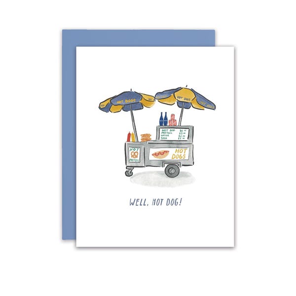 Well, Hot Dog! NYC Hot Dog Cart Congratulations Blank Greeting Card