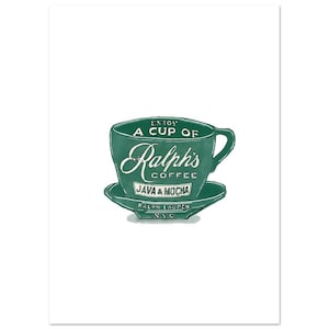 Ralph Lauren Ralph&#39;s Coffee New York City Original Watercolor Illustrated Fine Art Print