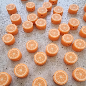 30 peças de contas de argila de polímero de fruta laranja (10 mm)