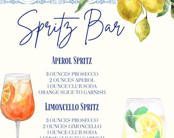 Spritz Bar Sign Amalfi Coast Theme— Customizable Digital Print