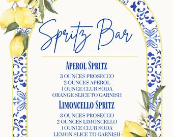Spritz Bar Sign Amalfi Coast Theme— Customizable Digital Print