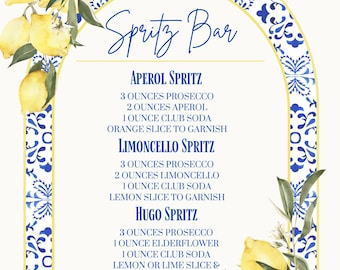 Spritz Bar Sign Amalfi Coast Theme— Customizable Digital Print