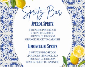 Spritz Bar Sign Amalfi Coast Theme— Customizable Digital Print