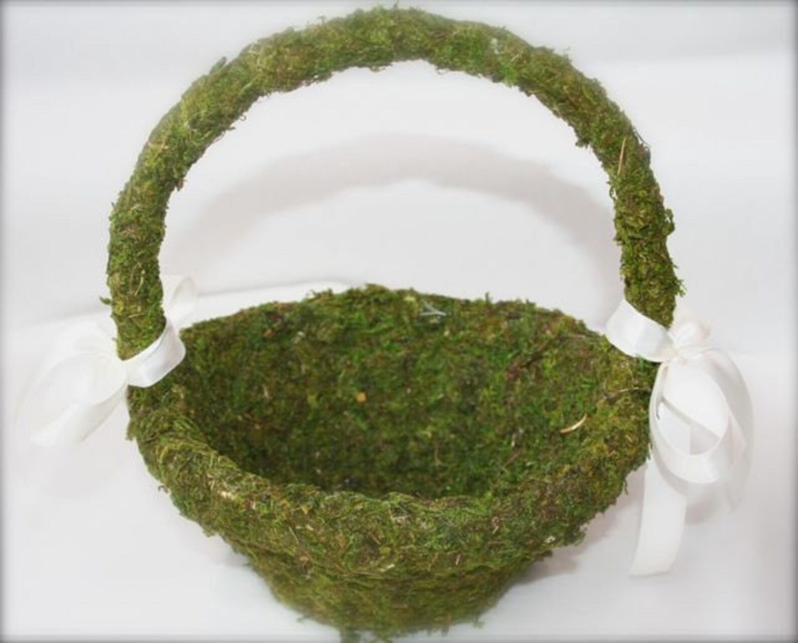 Moss Covered Flower Girl Basket Etsy