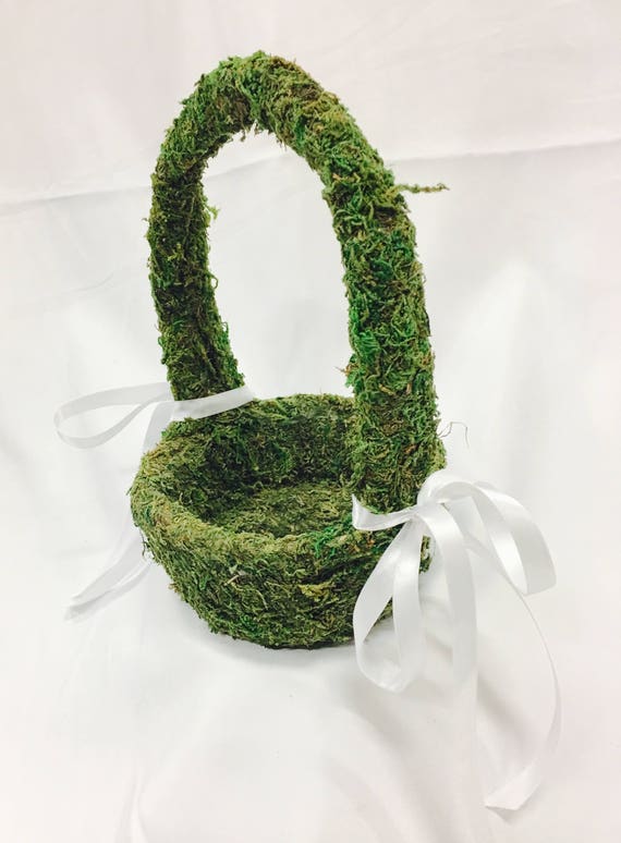 Moss Covered Flower Girl Basket Etsy