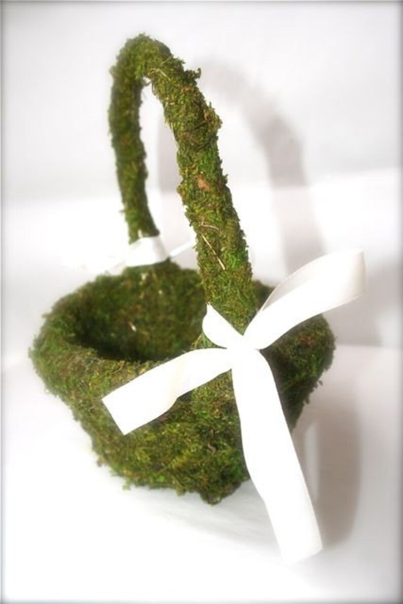 Moss Covered Flower Girl Basket Etsy
