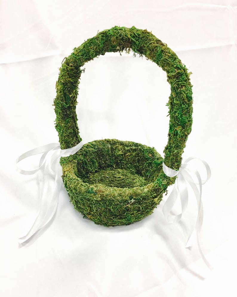 Moss Covered Flower Girl Basket Etsy