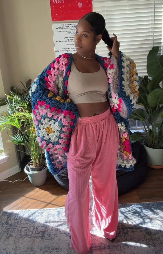 Oversized Granny Square Crochet Cardigan Pattern (PDF)