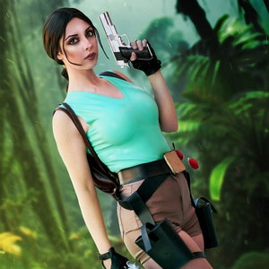 Pull-On Latex V-Neck Top.  Makes a great Tomb Raider costume.  Made-to-order, very sexy