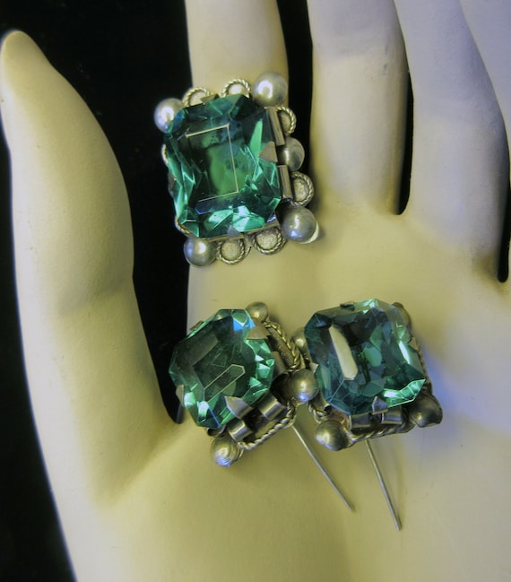 Gorgeous Mexican Sterling Silver and Aquamarine C… - image 1