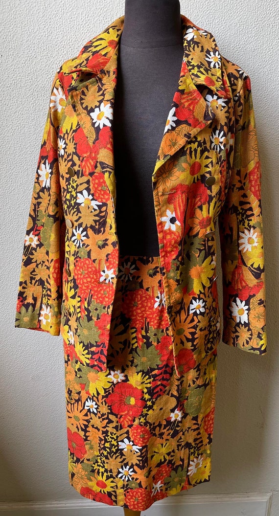 70s Flower Power 3pc. Mod Hippy Cotton Floral Dai… - image 7