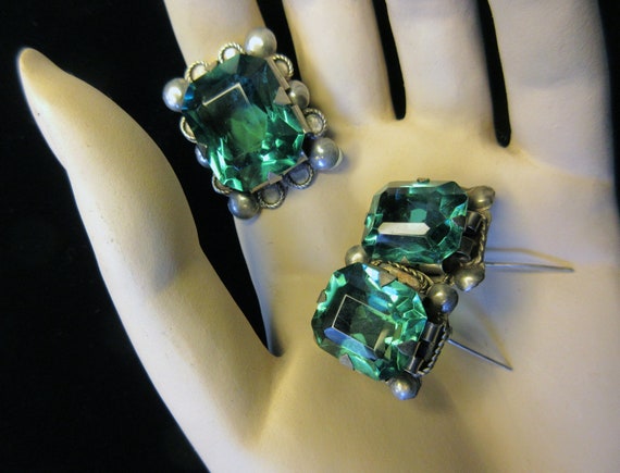 Gorgeous Mexican Sterling Silver and Aquamarine C… - image 3