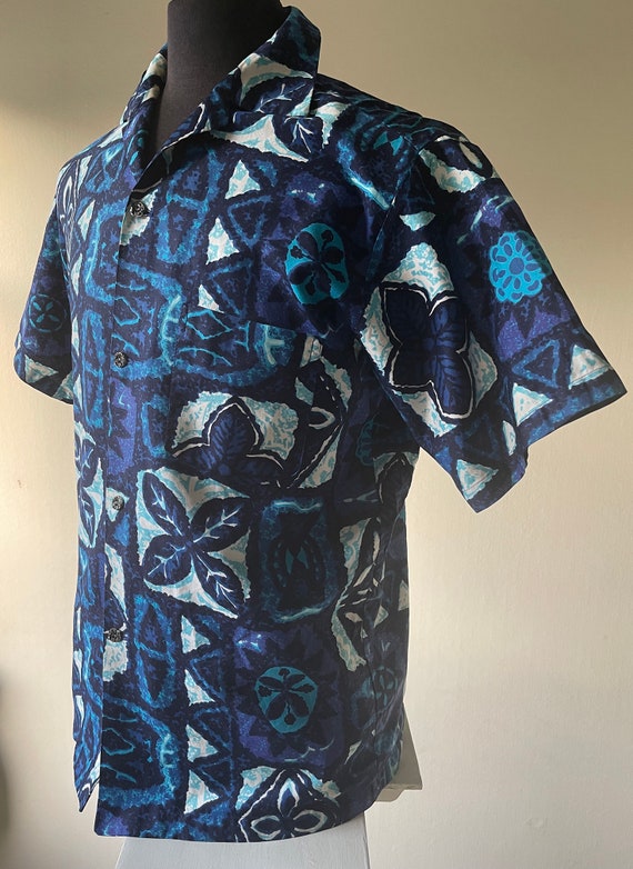 60's Coolest Hawaiian Cotton TIKI Print Made in H… - image 3